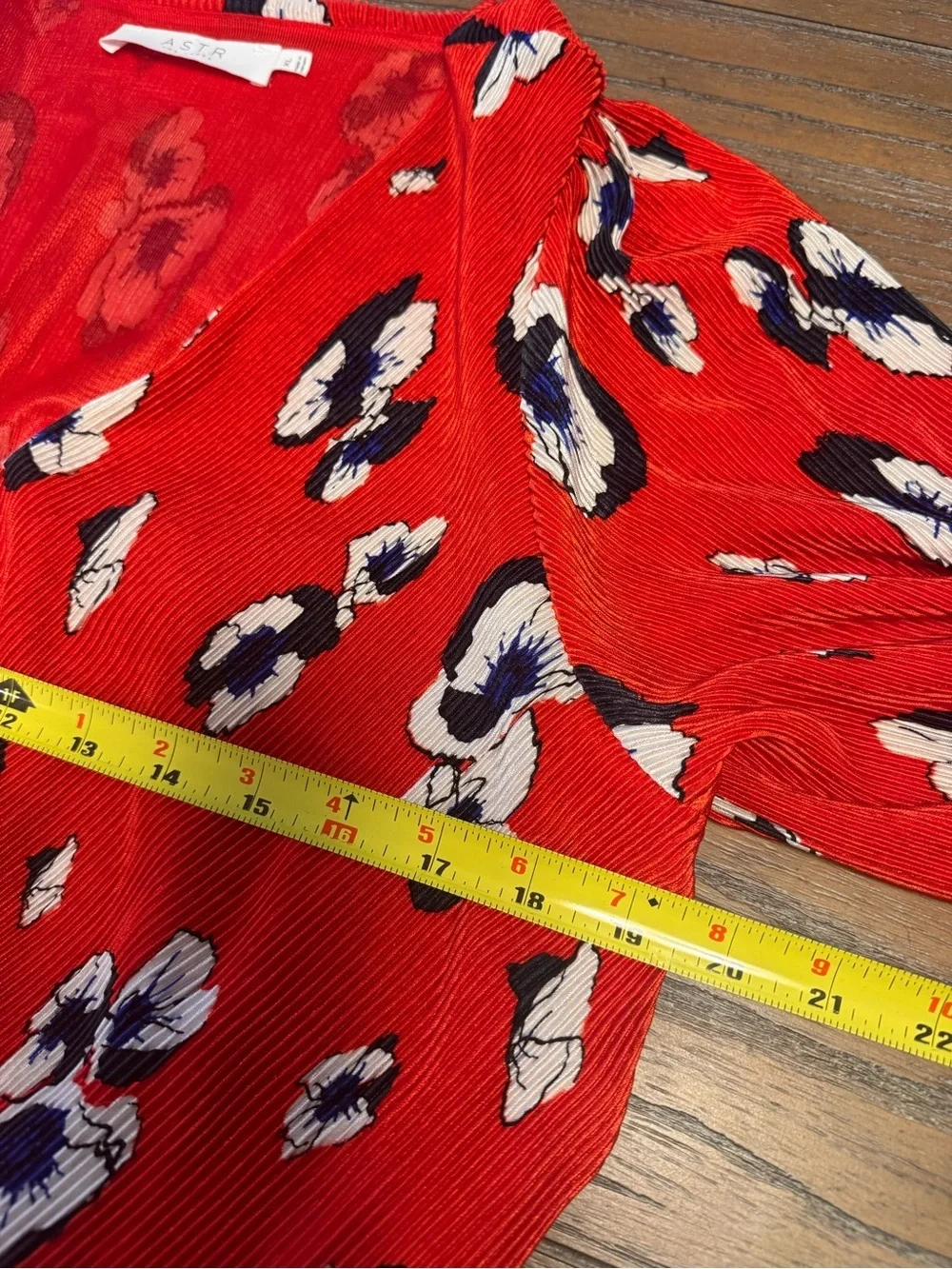 Astr Red Floral Wrap Blouse